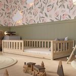 Crazy Pine Kinderbett 200x140 cm – Massives Montessori Bodenbett aus Holz mit Rausfallschutz – Sicheres Kleinkindbett – Skandinavisches Design, Leichte Montage - Crazy Basic