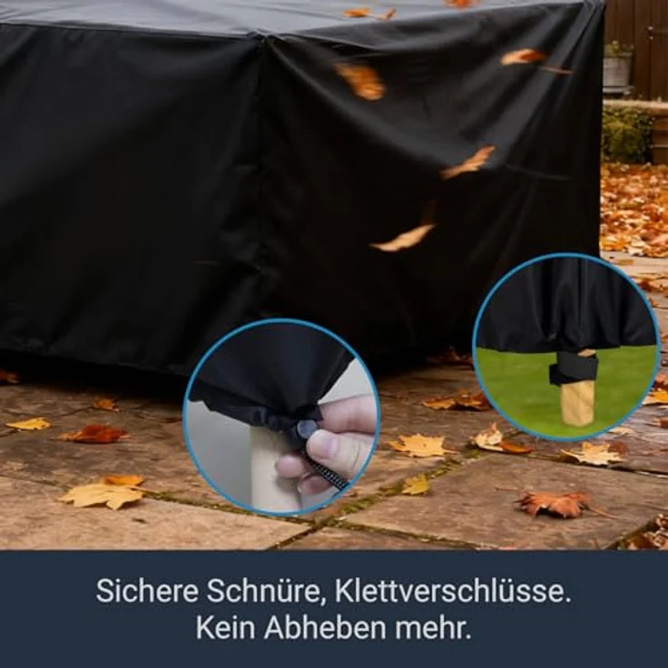 Awnic Abdeckung Gartenmöbel Winterfest 130x75x71cm, Schwerlast 420D Oxford Gewebe Gartenmöbel Abdeckplane Wasserdicht, Anti-UV Reißfest Abdeckplane für Gartenmöbel Terrassenmöbel Rechteckig – Bild 7