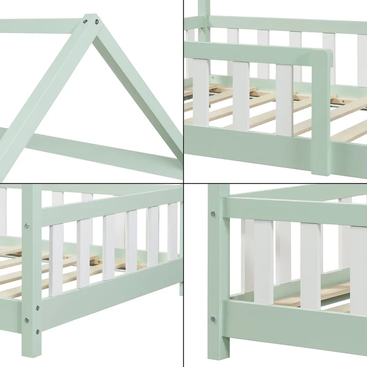 Hausbett Hesel mit Rausfallschutz 90x200cm Mintgrün [en. casa] – Bild 6