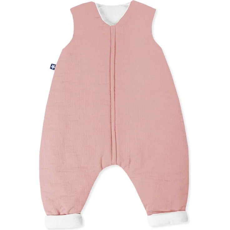 Julius Zöllner Schlafoverall Jumper gefüttert Musselin, warme Füllung 2,5 TOG, waschbar bei 40°C, Made in Germany, OEKO TEX Standard 100, dusty rose, Gr. 104