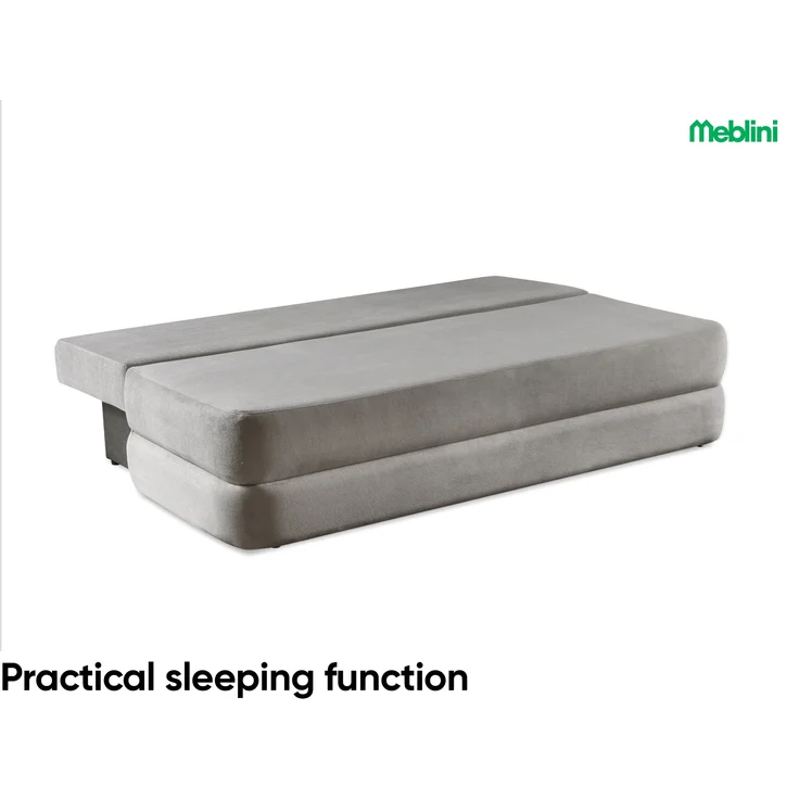 MEBLINI Sofa mit Schlaffunktion – ORBIS – 211x103x93cm – Grau Plüsch – Schlafcouch Ausziehbar - Schlafsofa mit Bettkasten - Sofabett - Couch mit Schlaffunktion – Klappsofa – Bild 4