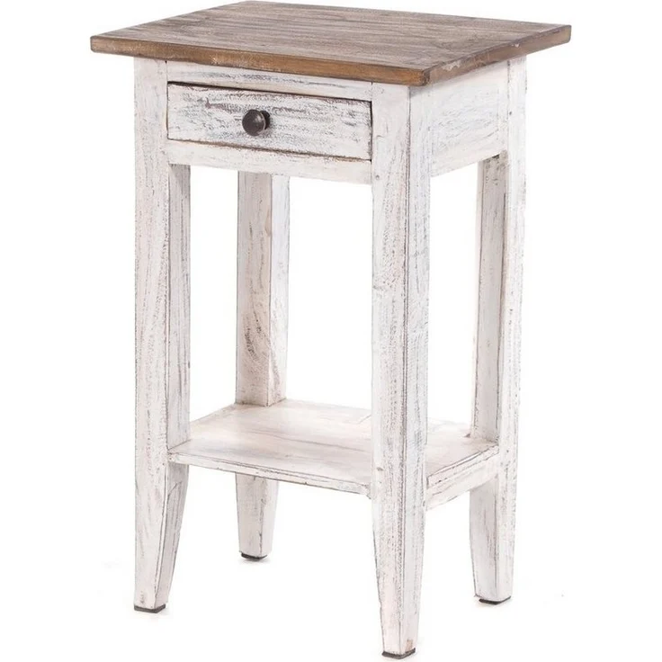 DESIGN DELIGHTS 'Planta' Beistelltisch mit Schublade, 52x34cm (HxB), Weiß-Natur – Bild 5