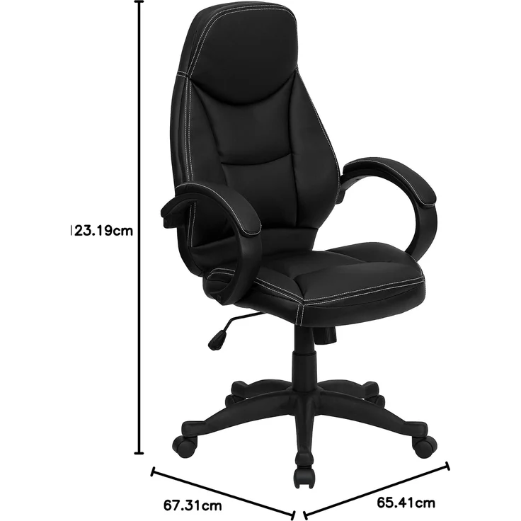 Flash Möbel h-hlc-0005-high-1b-gg Hohe Rückenlehne schwarz Leder modernes Bürostuhl – Bild 3