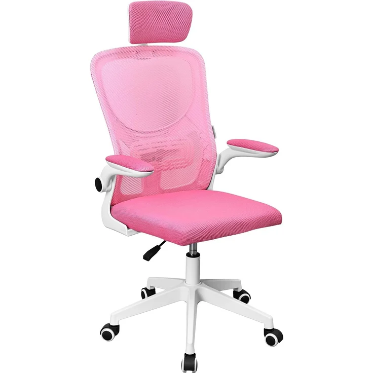 MARSGAMING MGC-ERGOPLUS, Professioneller Ergonomischer Stuhl, Dynamische Lendenwirbelstütze, Atmungsaktives Netz, Höhenverstellbar 115 und 125cm, Klappbare Armlehnen, Verstellbare Kopfstütze, Rosa – Bild 1