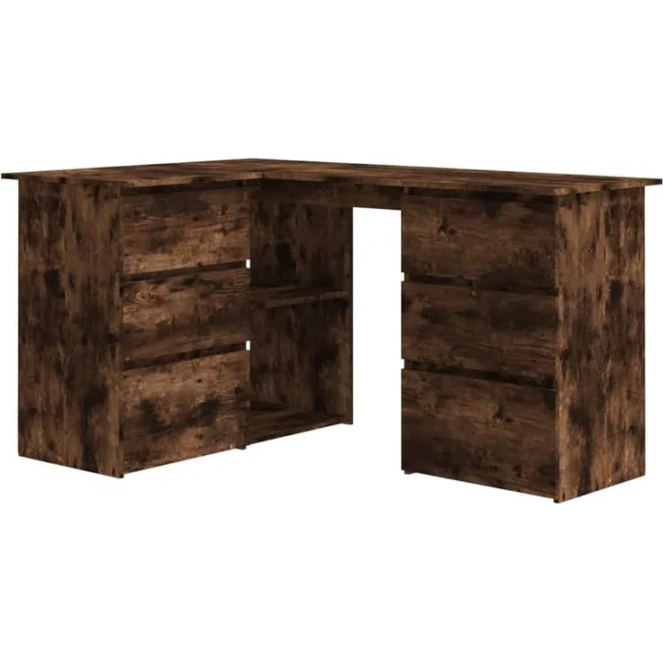 Eckschreibtisch Räuchereiche, Holzwerkstoff, braun, 145 x 100 x 76 cm