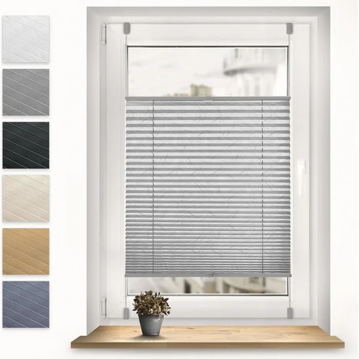 Sonello Plissee crush Klemmfix ohne Bohren, blickdicht, Klemmfix, verspannt, 30x100 cm Grau Faltrollo, Easyfix, Blickdicht, Lichtschutz Sonnenschutzrollo verspannt, Jalousie Rollo für Fenster & Tür, einfache Montage, in verschiedenen Farben und Größen – Bild 4