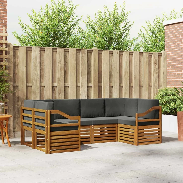 vidaXL Outdoor-Sofagarnitur 6 stk. 6-Sitzer Natur und Anthrazit 3375387 – Bild 1