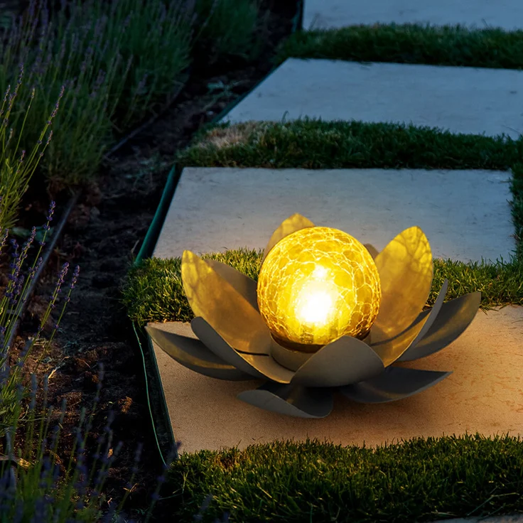 3er Set LED Solarleuchten mit Glas Kugel in Crackle Optik – Bild 10