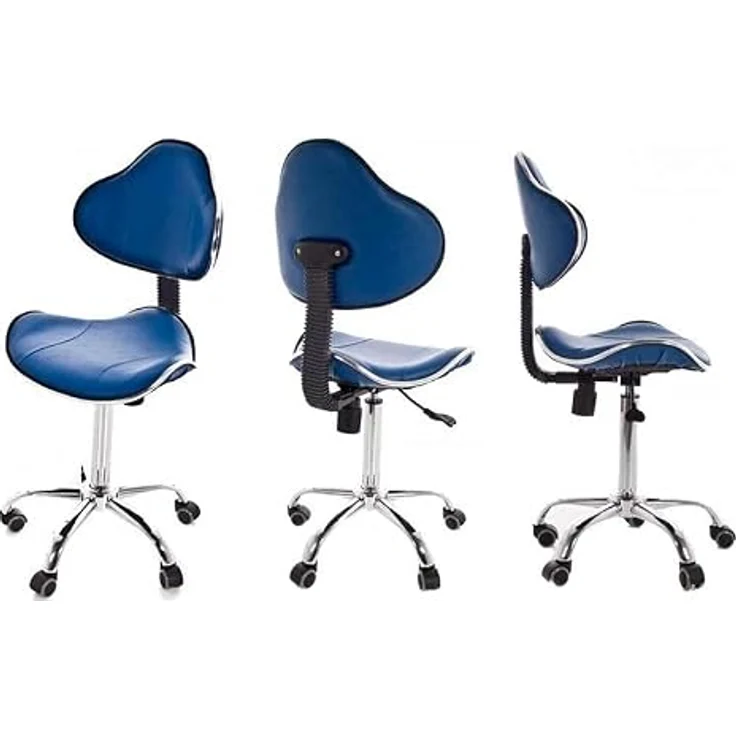 QUIRUMED Ergonomischer Hocker mit Gaslift, Basis mit 5 Rädern, silberfarben, höhenverstellbar, Struktur aus verchromtem Stahl, Kunstleder, Ästhetik, Physiotherapie, medizinische Zentren, Büro – Bild 4