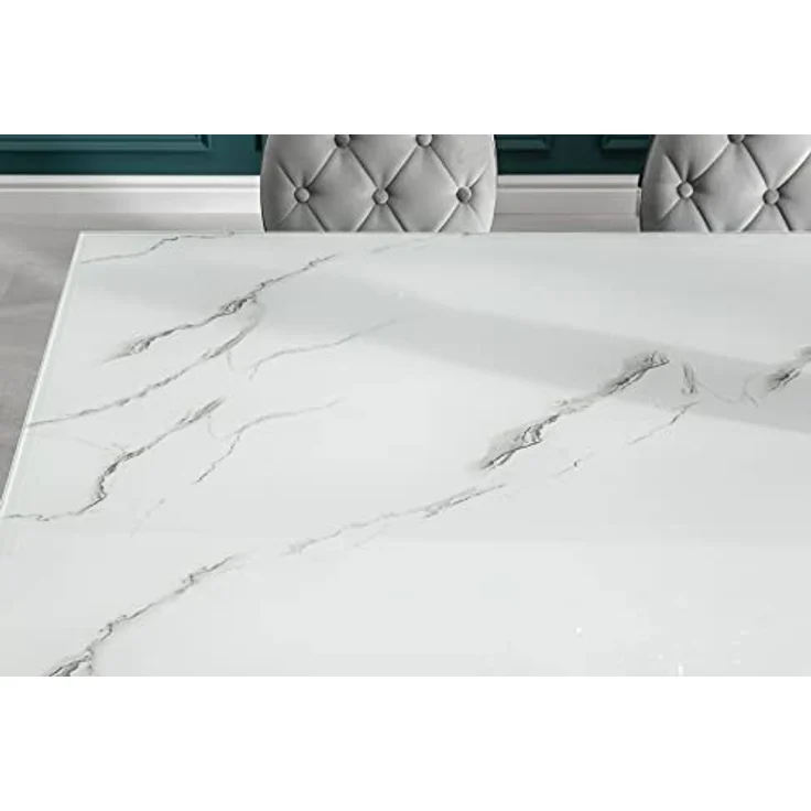 riess-ambiente Esstisch MODERN BAROCK 200cm grau / weiß (Einzelartikel, 1-St), Marmor-Design · Glasplatte · Edelstahl-Beine · bis 8 Personen – Bild 9