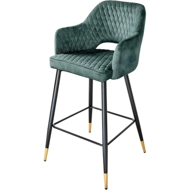riess-ambiente Barhocker PARIS petrol / schwarz-gold (Einzelartikel, 1 St), Samt · mit Armlehne · Metall · Esszimmer · Retro