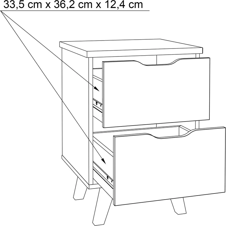 Nachtkommode >VANKKA< 2 Schübe, Planked Eiche Dekor / Weiss - 45x63,9x42cm (BxHxT) – Bild 9