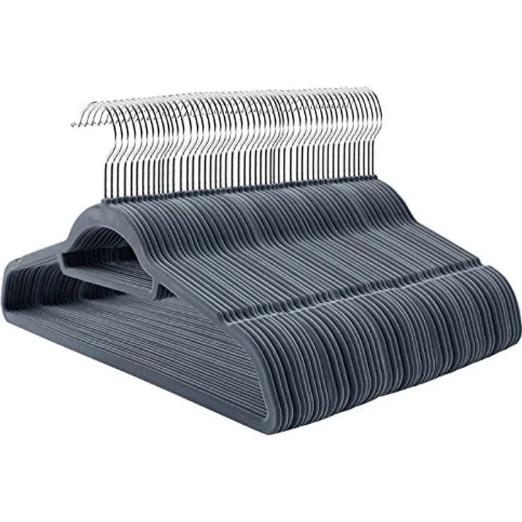 SONGMICS Kleiderbügel Samt, 100er Set, rutschfest, platzsparend – Bild 1