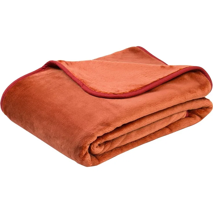 Gözze - Premium Cashmere-Feeling Wohn- und Kuscheldecke, 500 g/m², 180x220 cm - Zimt