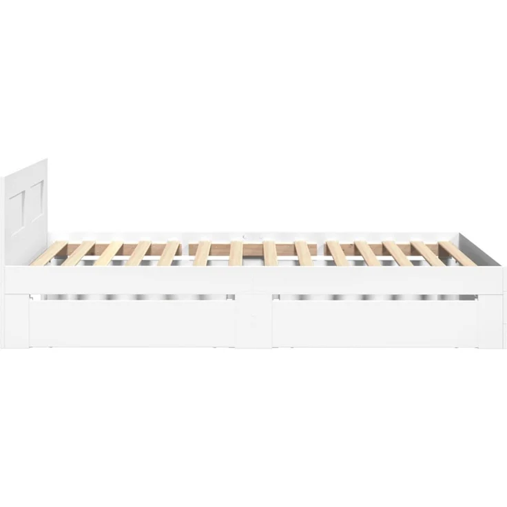 vidaXL Bettgestell mit Kopfteil ohne Matratze Weiß 100x200 cm 3295576 – Bild 5