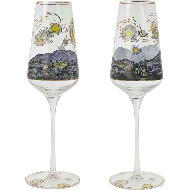 Goebel / Vincent Van Gogh -Sternennacht,Sektglas,7,5cm x 7,5cm x 23,5cm / Glas / 7,5cm x 7,5cm x 23,5cm – Bild 4