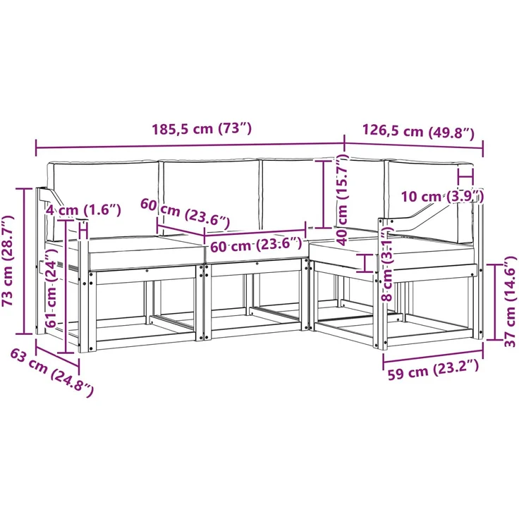 vidaXL Outdoor-Sofagarnitur 4 stk. Natur und Anthrazit – Bild 9