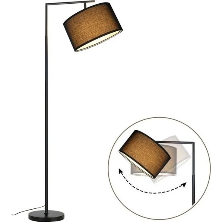 Nettlife Stehlampe Wohnzimmer Vintage Weiß/Schwarz Stoffschirm E27 Bogenlampe Leselampe, mit Fußschalter, LED wechselbar, Schlafzimmer Wohnzimmer Arbeitszimmer – Bild 4