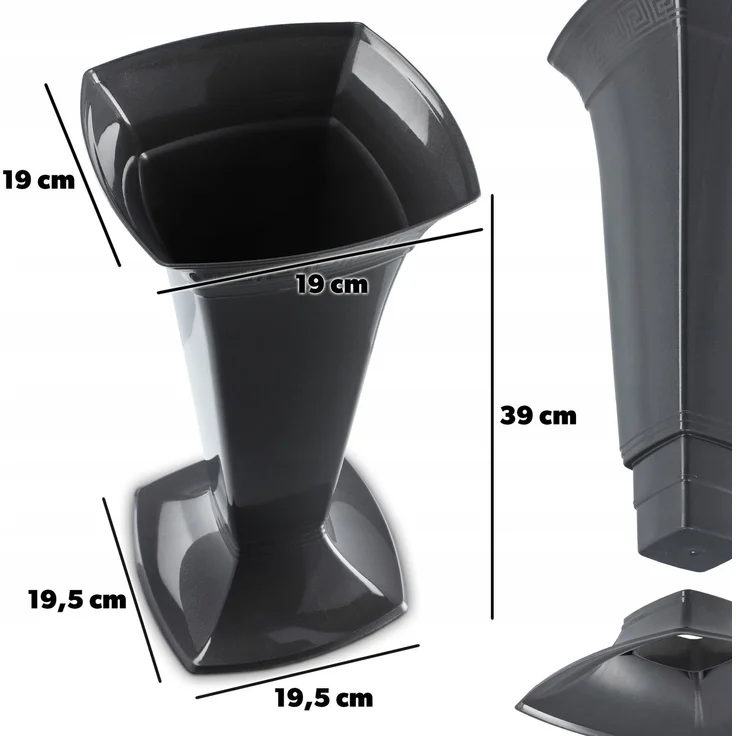 KADAX Vase für Friedhofsphiole, Grabstein, 39 cm, Graphit – Bild 3