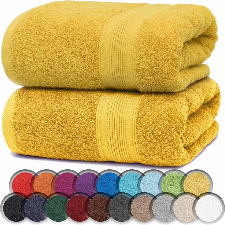 NatureMark 2er Pack SAUNATÜCHER/BADETÜCHER – Premium Qualität 80x200 cm – Sauna-Handtuch 100% Baumwolle – Farbe: Gelb