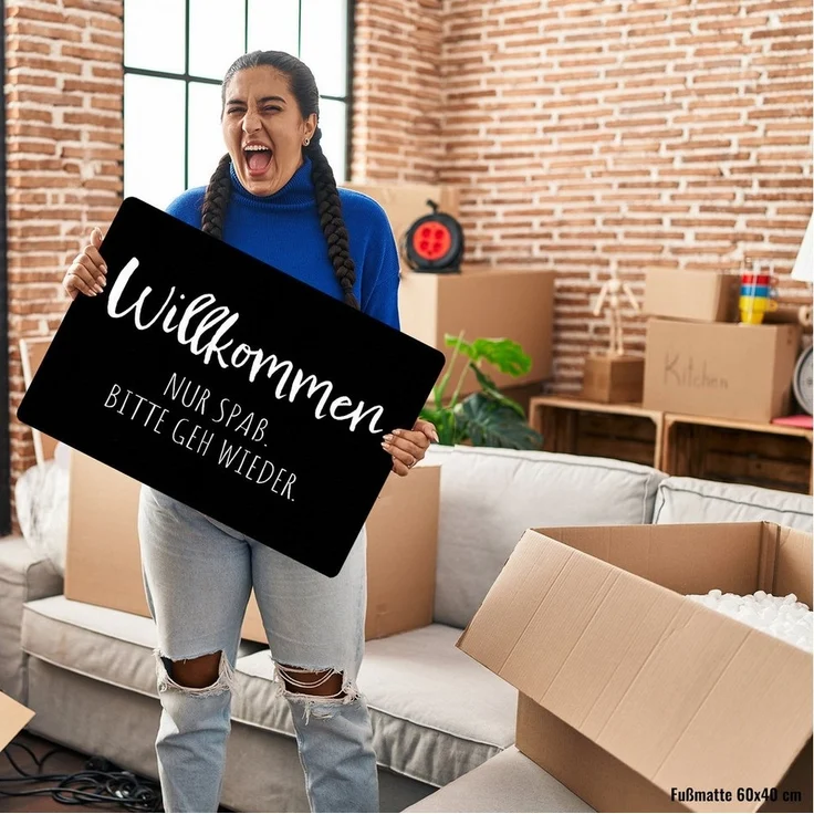speecheese Fußmatte Hau ab Fußmatte in 35x50 cm ohne Rand Willkommen Nur Spaß. Bitte geh – Bild 3