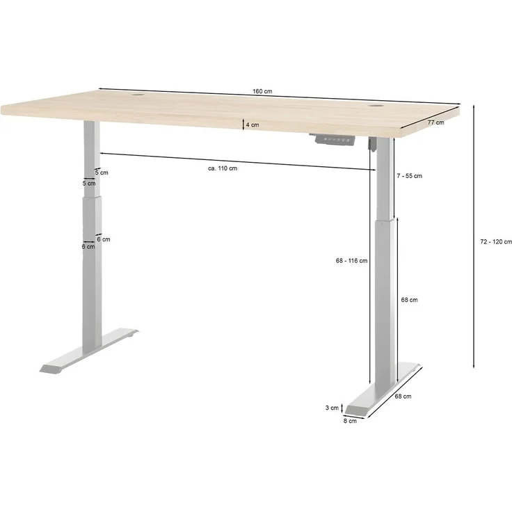 Elektro-Schreibtisch Pronto / Toulouse 2, Schwarz, Holzfarben – Bild 8