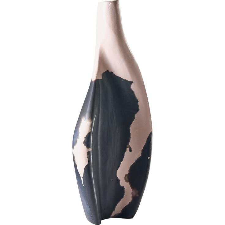 Dekovase LAGOS Mangoholz 40 cm Schwarz Beige