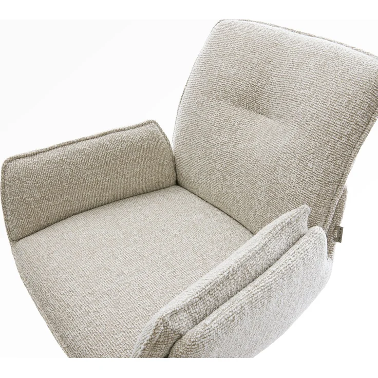 Barstuhl Nela-Flex Webstoff Soft Beige Drehfuß höhenverstellbar Metall Weiß – Bild 4