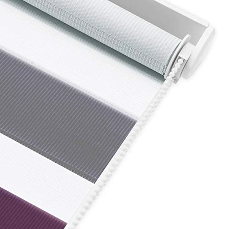 Deswell Doppelrollo Klemmfix ohne Bohren Weiß-Grau-Lila B60 x H130 cm (Stoffbreite 56cm) Rollos für Fenster ohne Bohren für Fenster mit Lichtdurchlässig & Verdunkelnd/Höhe Stufenlos Verstellbar – Bild 10