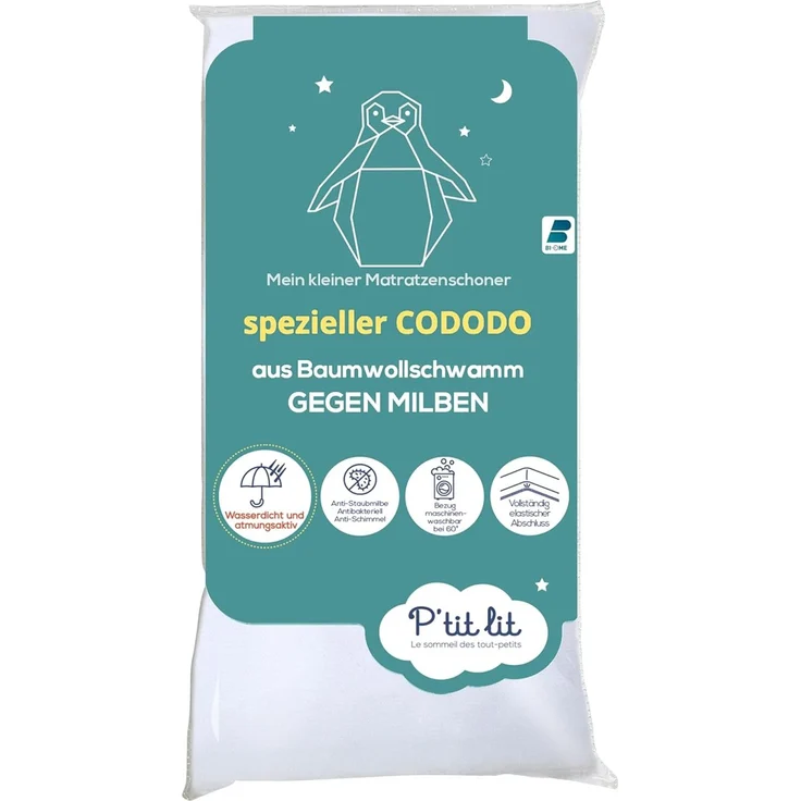 P'tit Lit - Anti-Staubmilben Baby Matratzenschoner Cododo | Wasserdicht | Frottee aus 100 % Baumwolle | Saugfähig und leise | Oeko Tex