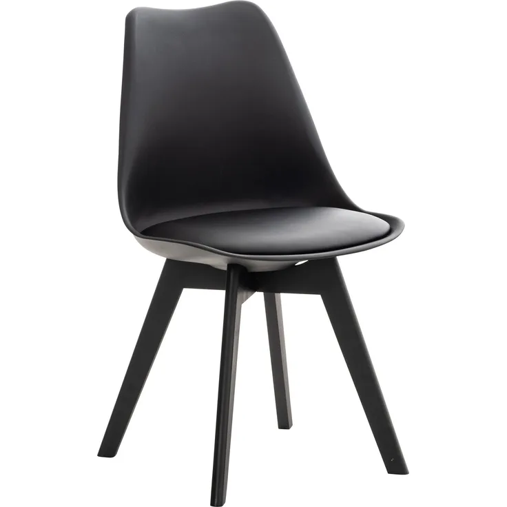 CLP Esszimmerstuhl Linares Mit Buchenholzgestell,schwarz/schwarz Kunststoff