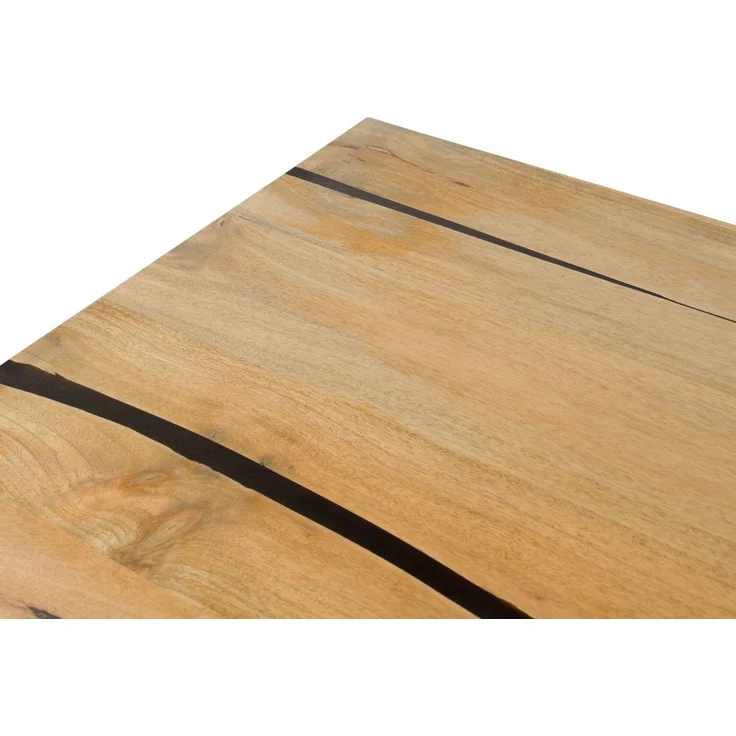 Esstisch Mango 200 x 100 x 74 natur lackiert / Epoxid schwarz, Kreuzgestell silber matt EPOXY – Bild 6