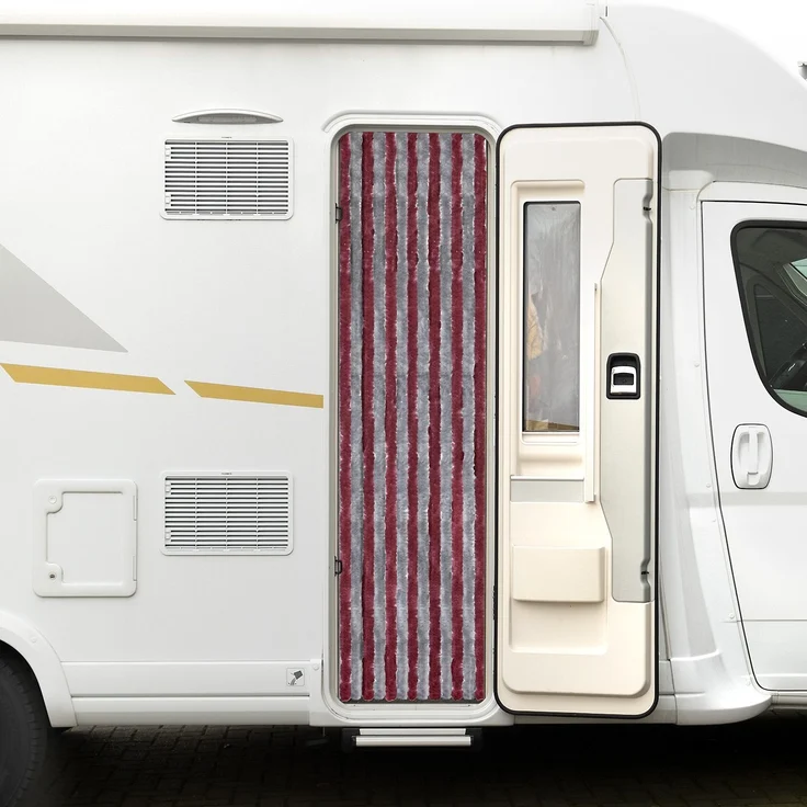 Moritz Flauschvorhang aus Chenille 56 x 185 cm bordeaux silber Türvorhang als Fliegenschutz Insektenschutz für Camping Wohnwagen – Bild 2