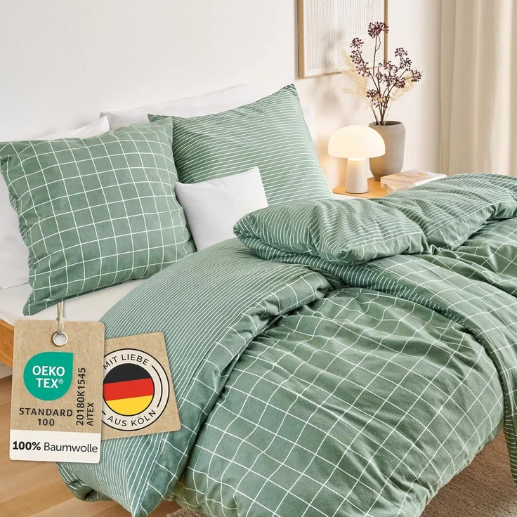 Blumtal Bettwäsche Biber Bettwäsche Oeko-TEX zert. Flanell Bettwäsche Baumwolle 100%, 60 °C waschbar