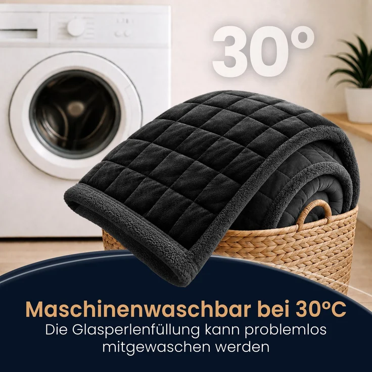 ELONEO Sherpa Fleece Gewichtsdecke 155x220cm 11kg, Oeko-Tex Zertifiziert, Entspannungsdecke & Anti-Stress Therapiedecke, schwere Decke zum Schlafen, schwarz – Bild 5
