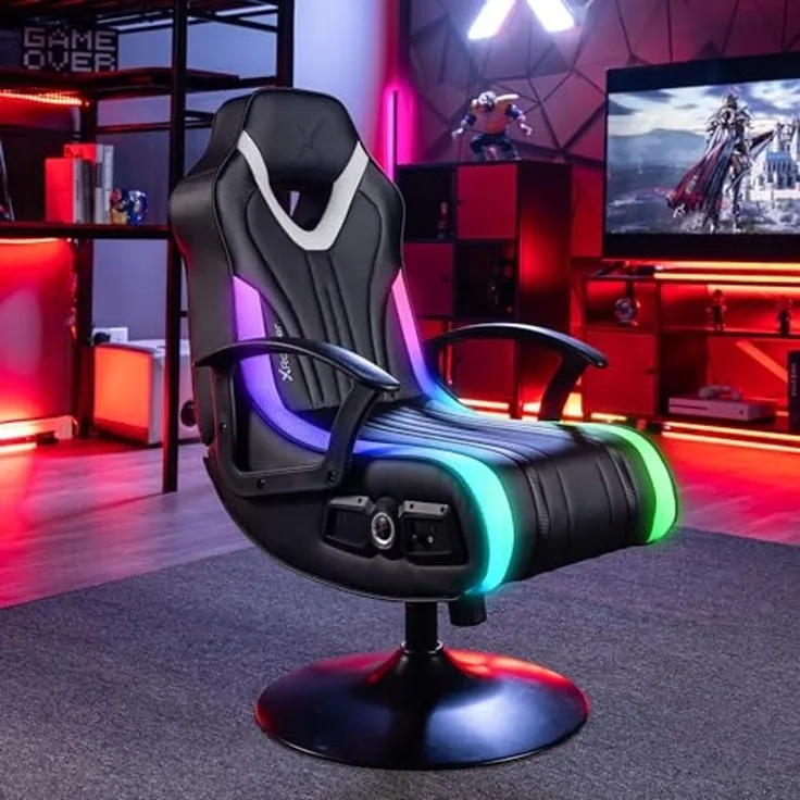 X Rocker Fury 2.1 Gaming-Sessel mit Audiosystem, Subwoofer & RGB-Beleuchtung - schwarz