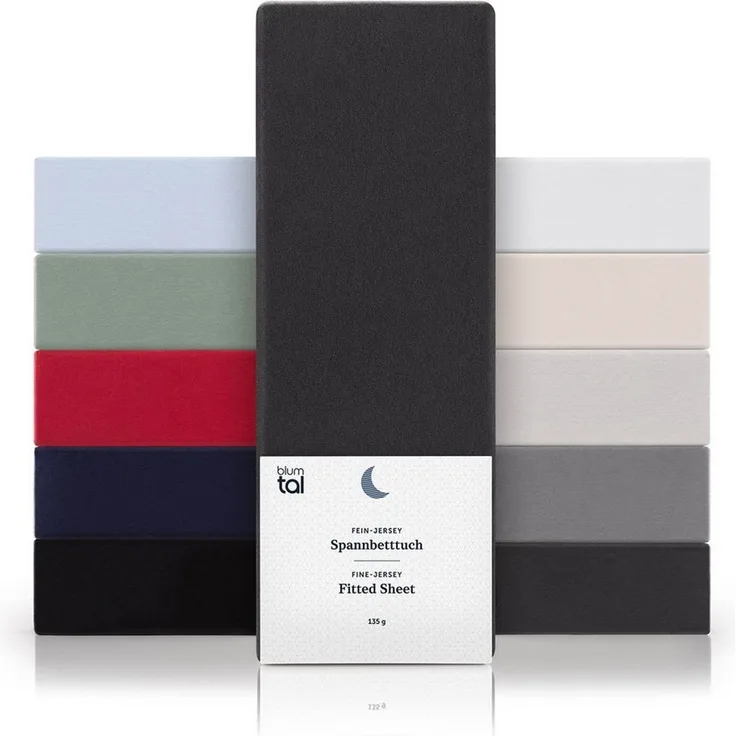Blumtal® Basics Jersey (2er-Set) Spannbettlaken 90x200 cm -Oeko-TEX Zertifiziert, 100% Baumwolle Bettlaken, bis 20cm Matratzenhöhe, Anthrazit