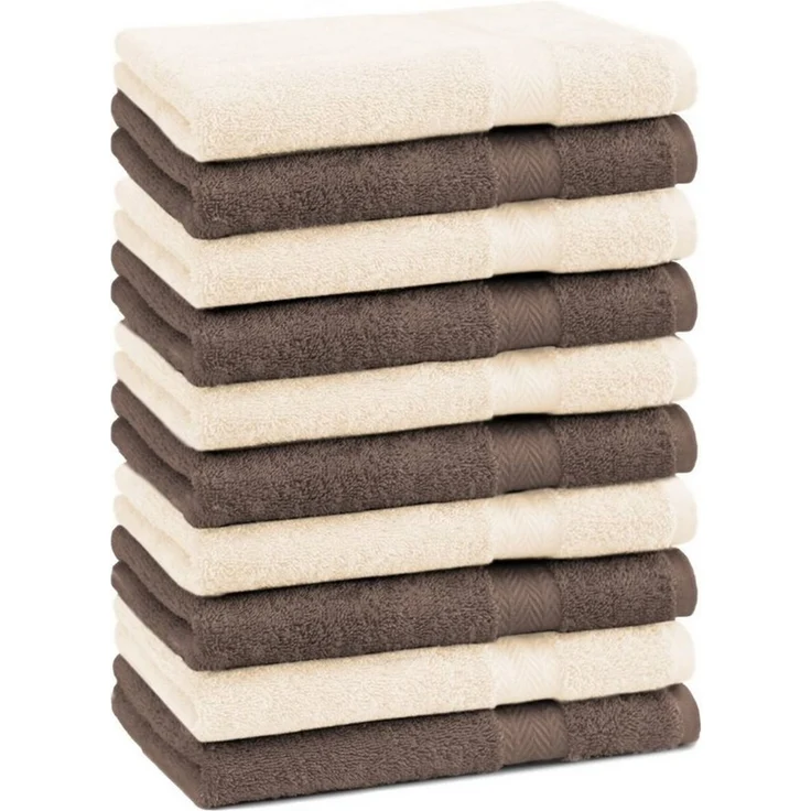 Betz Gästehandtücher 10 Stück Gästetuch Set Premium 30x50 cm Farbe nussbraun und beige, 100% Baumwolle (Set, 10-St) – Bild 1