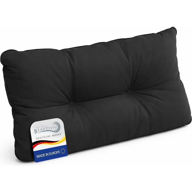 Beautissu Sitzkissen Lounge Kissen Outdoor Rückenkissen Flair LK, 50x40x12cm, Anthrazit, 50x40x12 cm – Wetterfest Schmutzabweisend Polster für Gartenmöbel