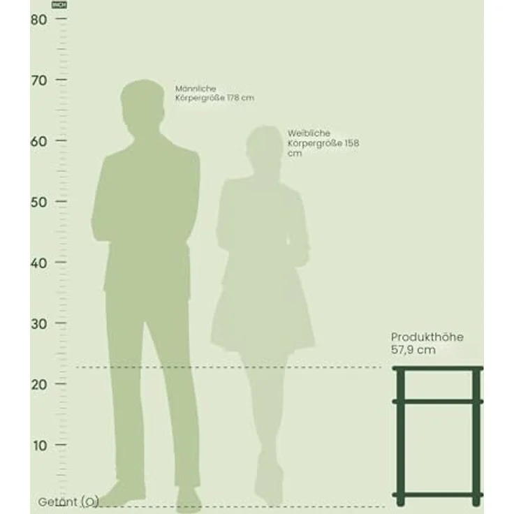Furinno Just Sofatisch, Couchtisch, Beistelltisch, mit 3 Ebenen, Columbia Walnut / Schwarz, 29. 2 (Breite) x 57. 9 (Höhe) x 34 (Tiefe) cm – Bild 11