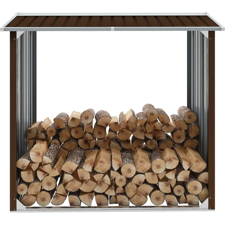 vidaXL Brennholzlager Verzinkter Stahl 172x91x154 cm Braun 47081 – Bild 1