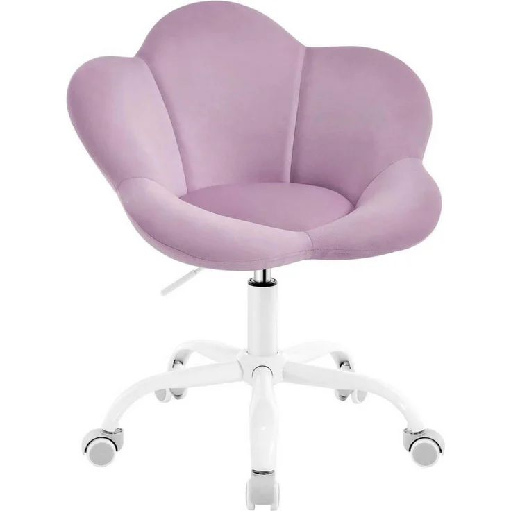 Woltu Drehstuhl, Violett, ergonomischer Bürostuhl mit breitem Samt-Sitz, höhenverstellbar, 62x71x51 cm