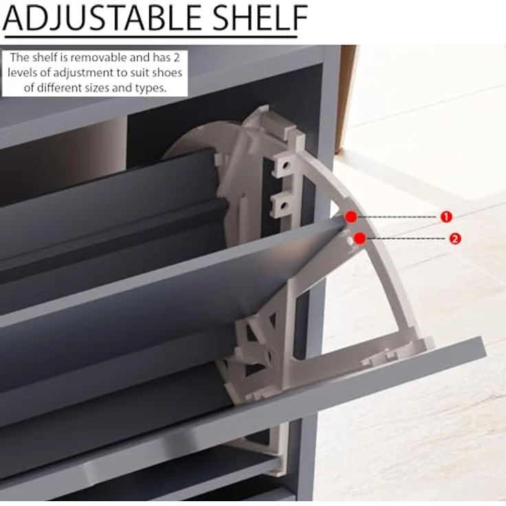 Vida Designs Schuhschrank, Grau, 80H x 60W x 24D – Bild 7