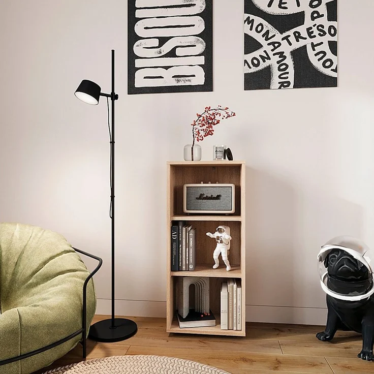 KOMTO Bücherregal Lumo 40 cm Weiß Regal mit 3, 4 or 6 Ebenen und Höhenverstellbare, Regale Standregal Aufbewahrungsregal Bookshelf – Bild 2