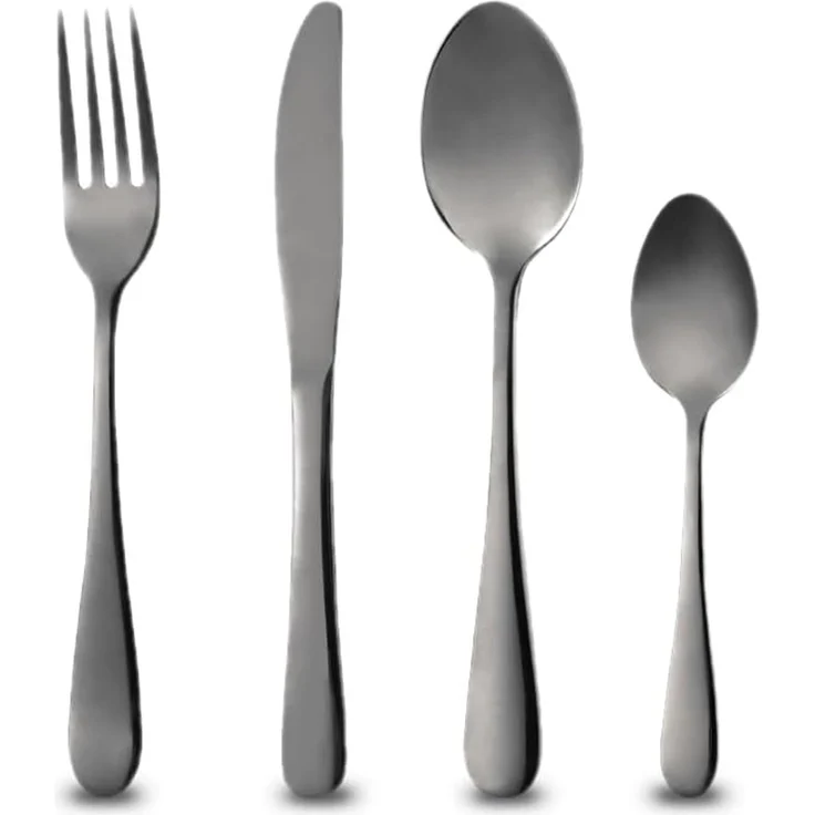 Bergner Besteck-Set 24-tlg. Edelstahl Besteckset "Munich" Essbesteck (24-tlg), Schwarz, hochglänzend, spülmaschinengeeignet – Bild 1