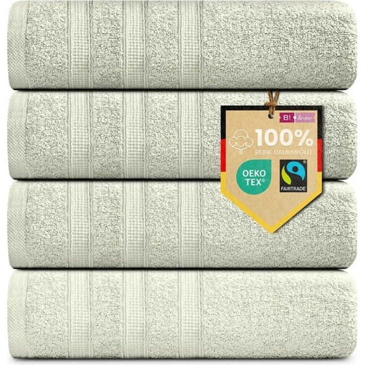 4er Set Handtücher Plain hellgrün 50x100 - Farbe: Hellgrün, Größe: 50x100