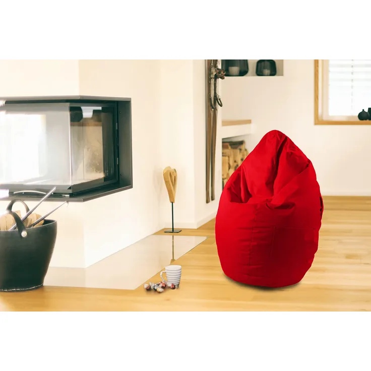 Kinzler S-10053/32 Sitzsack Kimi, ca. Ø65 x H75 cm, klassische Tropfenform, Outdoor Indoor, in vielen verschiedenen Farben, mit Innensack, rot