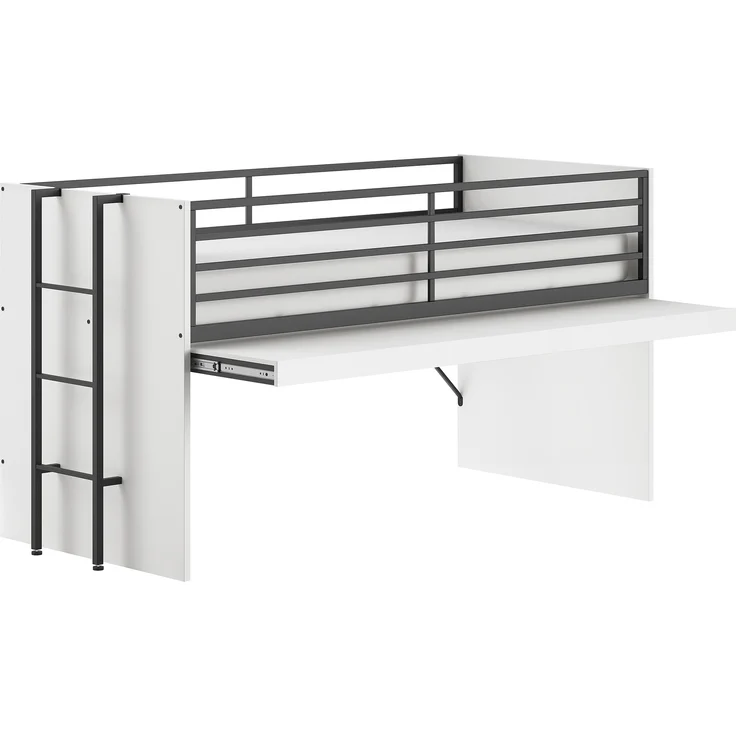 Halbhohes Bett mit Schreibtisch Sam 98 x 219 x 116.6 cm Spanplatte Melamin Dekor – Bild 3