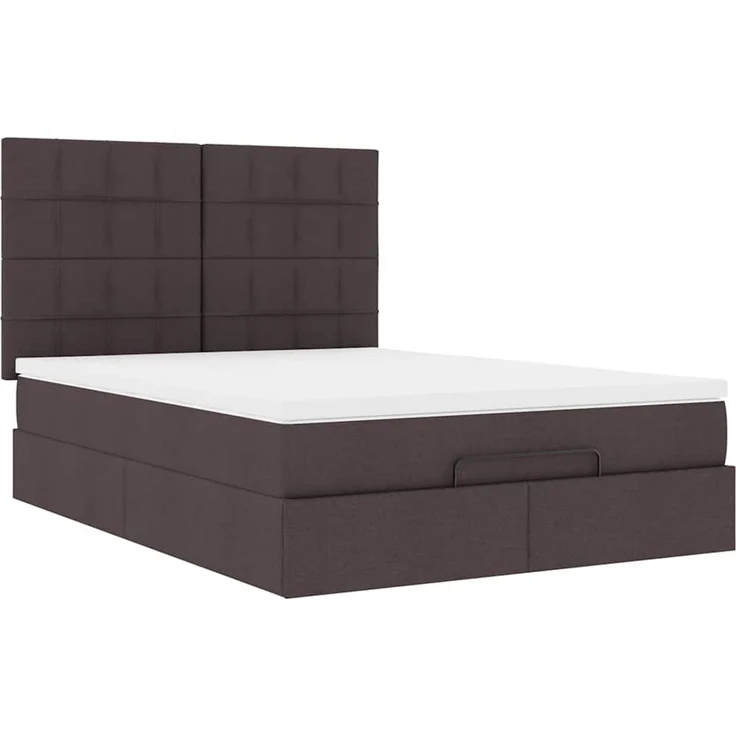 vidaXL Ottoman-Bett mit Matratze & LEDs Dunkelbraun 140x190 cm Stoff 3314006 – Bild 5