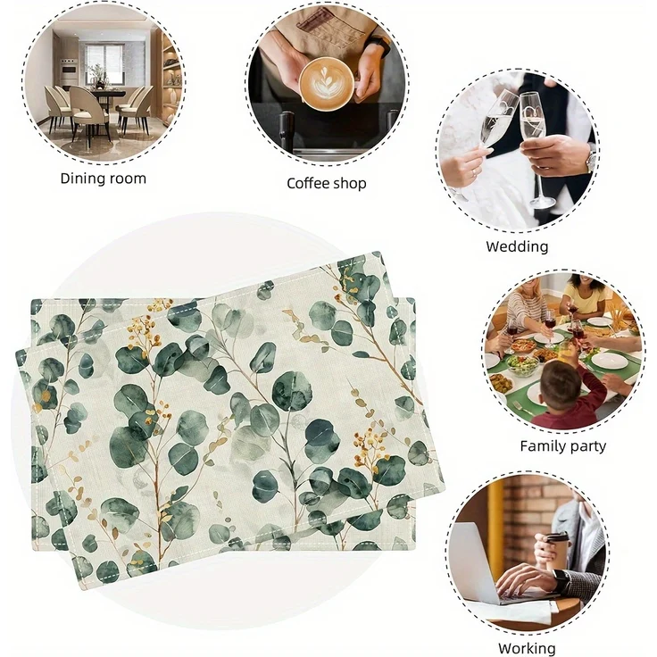 ABC Sommerliche eukalyptusgrüne Tischdecken, 30 x 45 cm, waschbar, für Frühlingsdekoration, Küche und Partys – Bild 5